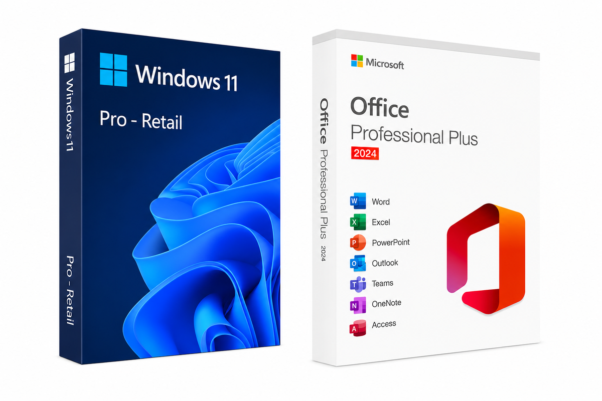 Windows 11 Pro - Retail + Office 2024 – Komplettes PC Paket